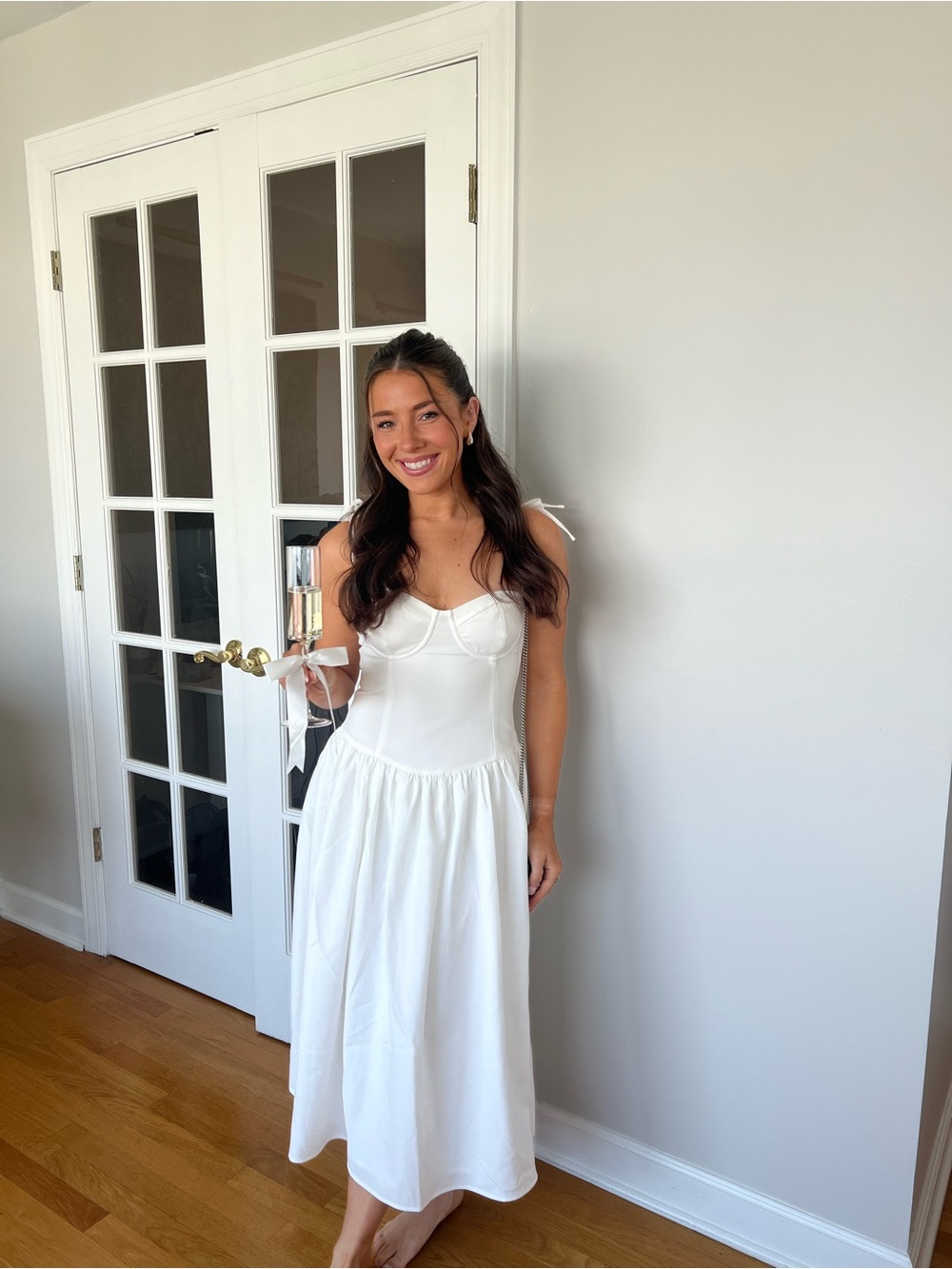 Classic White Midi Slip Dress with Tie Straps